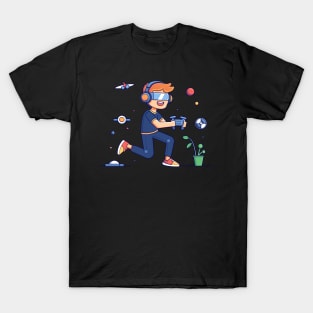 boy playing vr T-Shirt